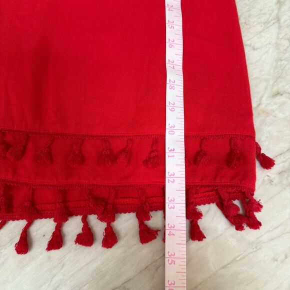 Lulus linen blend Feel the Sunshine Red Tassel Mini Dress size M - Picture 12 of 12
